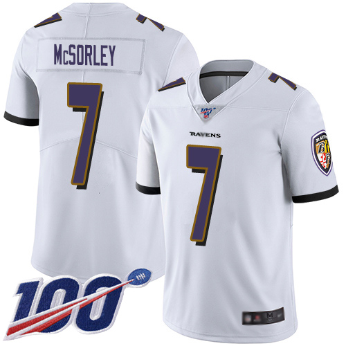 Baltimore Ravens Limited White Men Trace McSorley Road Jersey NFL Football 7 100th Season Vapor Untouchable